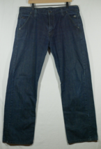 Levi&#39;s 569 Loose Straight Jeans Men 36x34 Blue Dark Wash Zipper Back Pocket - £15.72 GBP