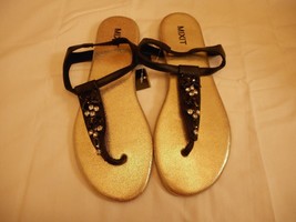 Women&#39;s Mixit  Jewel Embellished T Strap Sandals Black  Size 8 NEW - £12.56 GBP
