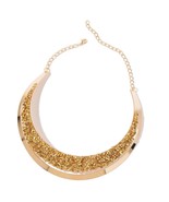 Golden Chroma ION Plated YG Stainless Steel Bib Necklace (18&quot; w/Chain)  ... - $8.55