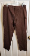 J Jill Corduroy Pant Sz 8 Brown Stretch Fabric Slim Straight Leg Mid Ris... - £15.94 GBP