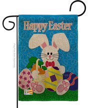 Happy Bunny Burlap - Impressions Decorative Garden Flag G153029-DB - £18.36 GBP