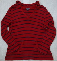 American Living by Ralph Lauren Sweatshirt L Hoodie Striped Red Blue Cotton - £23.63 GBP