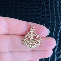 14K Yellow Gold #1 Grandma Grandmother Diamond Cut Etched Charm Pendant Necklace - £81.61 GBP