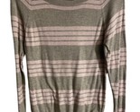 Mossimo Sweater Womens Size M  Round Neck Striped Pink and Tan Long Slee... - $5.39