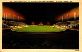 Linen POSTCARD-NIGHT Turned Into Day At Sporting Events, Hershey Stadium,Pa BK65 - £3.94 GBP