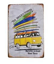 Retro Tin Sign Bus Surfboards Pacific Ocean Wave Team Metal Endless Summer - $162.14 MXN