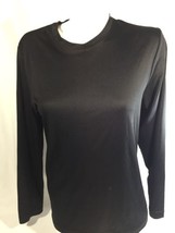 Hanes Cool Dri Men Athletic Shirt Classic Neck Black Long Sleeve Stretch... - $17.92