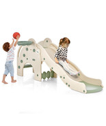 4-in-1 Toddler Slide Kids Play Slide with Cute Elephant Shape-Green - Co... - $138.50