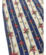 Vintage Marcus Brothers Fabric 2 Yds Blue White Floral Stripe Pink Yello... - €51,11 EUR
