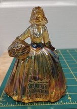 Vintage Amber Marigold Carnival  by Boyd Glass Colonial Southern Lady Figure 5&quot; - £11.56 GBP