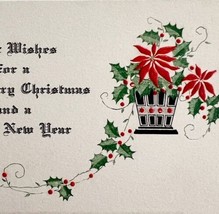 Christmas Victorian Greeting Card Embossed Holly Poinsettia Lamp PCBG11E - $19.99