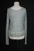 Hollister Sweater Women&#39;s Gray Lace Trim Long Sleeve Lightweight Size Medium M - £17.59 GBP