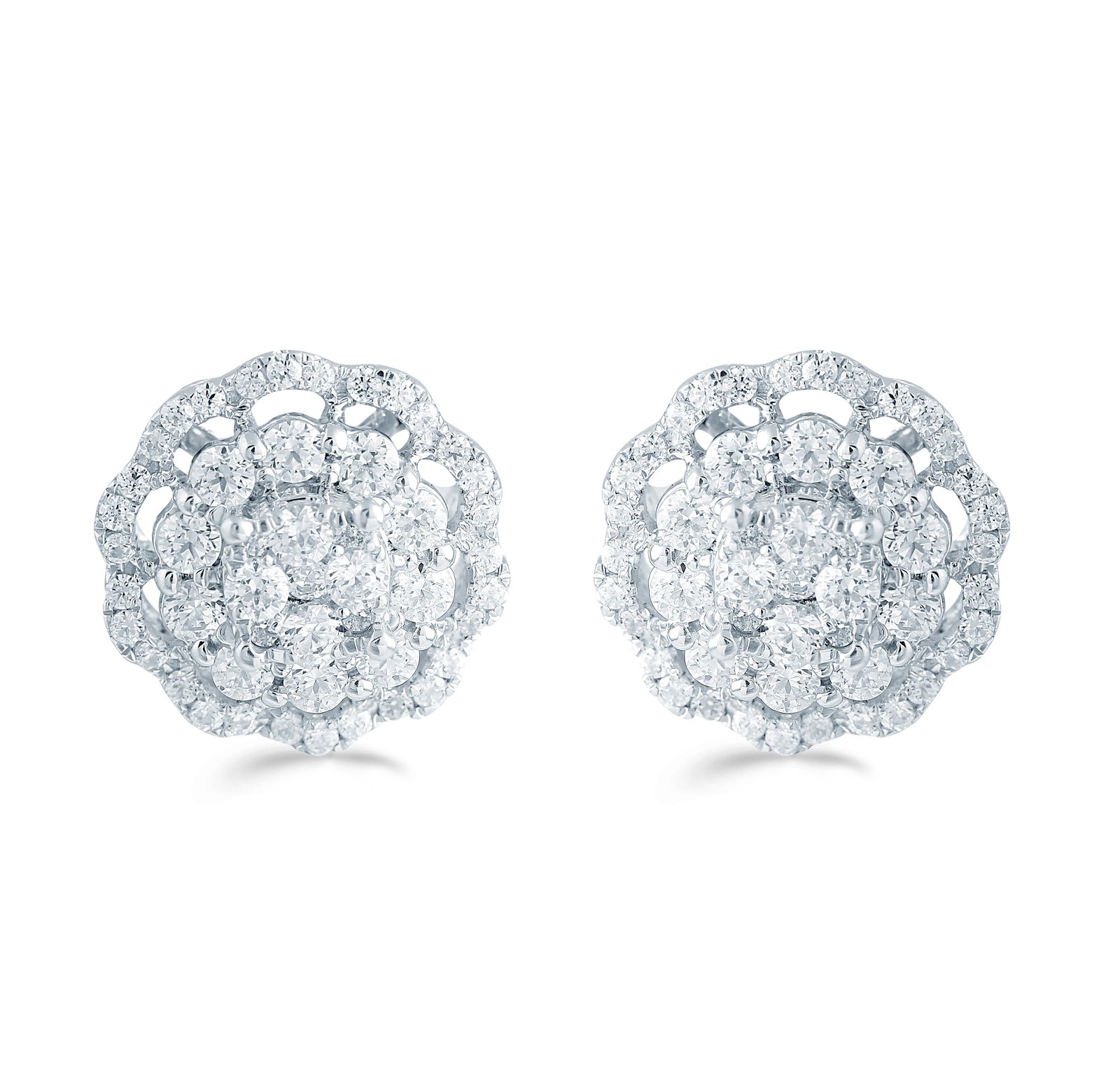 5/8ct tw Diamond Round Cluster Fashion Stud Earring in Sterling Silver - £79.63 GBP