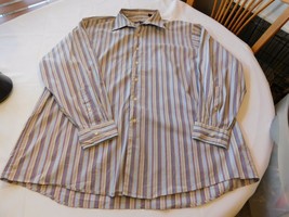 Men&#39;s BCBG Maxazria long sleeve button up shirt Size XXL 18 34/35 Striped Multi - £18.55 GBP
