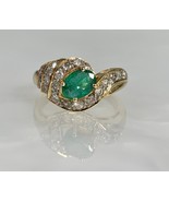 14K Yellow Gold Vintage Emerald Diamond Ring  - $1,250.00