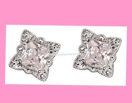 Earring Signature Brilliance Picture-Perfect CZ Studs Silvertone 2016-Bo... - $19.75