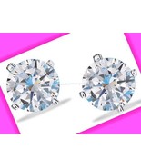 Earring Sterling Silver Sleek CZ Stud Earrings ~NEW Boxed~(Circa 2016-Gi... - €33,96 EUR