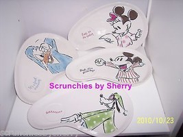 4 Disney Mickey Minnie Mouse Donald Duck Goofy Ceramic Snack Tray Plate - £55.91 GBP