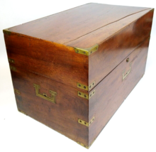 Antique Camphor Wood Campaign Chest/Trunk 2ft w/Recessed Brass Handles/A... - $692.99