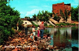  Fishing Northern States Power Dam Chetek Wisconsin WI UNP Chrome Postcard  - $3.91