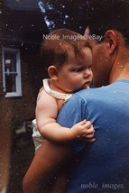 1952 Cute Chubby Baby Girl Dad Outside Red-Border Kodachrome Slide - £2.77 GBP