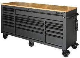 Husky 72 in. 18-Drawer Mobile Workbench with Adjustable-Height Solid Wood Top - £1,518.76 GBP