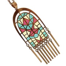 Authentic! Mikimoto 18k Yellow Gold Stained Glass Window Pendant Necklace - $3,000.00