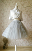 Light Gray Knee Length Tulle Skirt Custom Plus Size Ballerina Tulle Skirt image 6