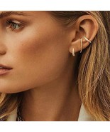 DREMMY STUDIOS Dainty White CZ Huggie Hoop Earrings 14K Gold Filled Simp... - £35.46 GBP