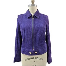 Carlisle 100% Suede Moto Jacket Purple with Gold Hardware Sz 12 Gorgeous - $106.92