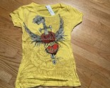 New With Tags Rose and Sword Heart Wings Yellow T Shirt Size XL AARDO - £7.07 GBP
