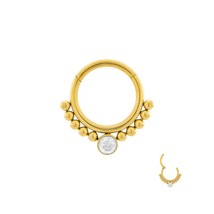 Gold Plated Stainless Steel Hinge Septum Clicker with Crystal - £10.30 GBP
