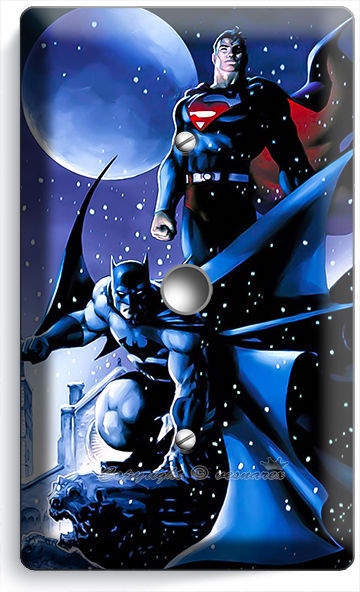 BATMAN VS SUPERMAN WINTER SNOW LIGHT DIMMER CABLE WALL PLATE COVER BOYS ROOM ART