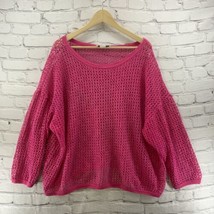 European Club Mesh Sweater Top Womens Sz L Hot Pink  - £15.52 GBP