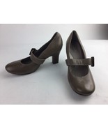 Clarks Artisan Mary Jane Olive Brown Leather High Heel Pump Shoes Womens... - $29.69