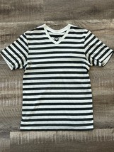 Metro Brand Men&#39;s Small T-Shirt with Horizontal Black and Gray Stripes T... - £12.08 GBP