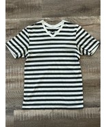 Metro Brand Men&#39;s Small T-Shirt with Horizontal Black and Gray Stripes T... - £11.90 GBP