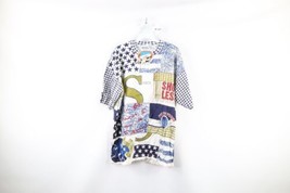 NOS Vtg 90s Streetwear Mens L All Over Print Spell Out Sports Patchwork T-Shirt - $49.45