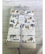 Carters 4 Pack Receiving Blankets Zoo Animal Safari Stripes Triangle Pri... - £32.71 GBP