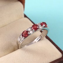 Natural Garnet Ring Stackable Handmade Ring 925 Sterling Silver Birthstone Ring  - £38.50 GBP