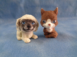 Puppy in My Pocket Brown / White &amp; White / Grey Faced Flocked  - £2.58 GBP