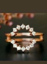 1/2CT Künstlicher Diamant Verstärker Passende Band Set Ring 14K Rose Vergoldet - £76.60 GBP