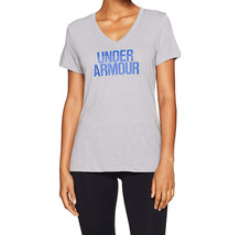 Under Armour Womens Train Wordmark V Neck Top Size X-Small Color Gray Hather - £27.40 GBP