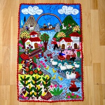 Peruvian Arpillera 20&quot;x30&quot; Wall Hanging – Handmade 3D Appliqué Embroider... - $79.20