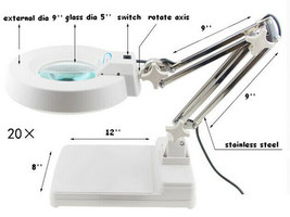 Free shipping 110V 20x Table Magnifier LED Lamp 360 degree rotating new - £69.00 GBP