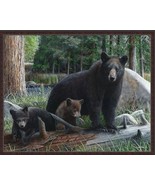 American Black Bear with Cubs .75&quot; Stretched Canvas Wildlife Nature Art - $75.00