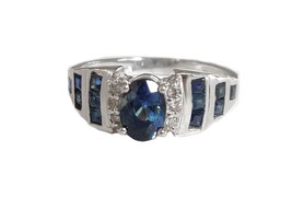 AAA Blauer Saphir Verlobungsring Saphir Diamant Verlobungsring für Sie - £129.36 GBP