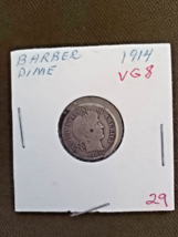 1914-P Philadelphia Barber/Liberty Head Silver Dime VG Very Good Condition - £5.24 GBP