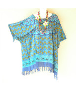 KB46 Aqua Batik Kimono Plus VNeck Caftan Kaftan Tunic Blouse Top - up to 5X - $24.90