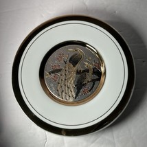 Art of Chokin Plate 24Kt Gold Edged Peacocks 6&quot; Porcelain - $7.84